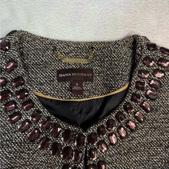 Dana Buchman Brown and Black Blazer with Embellished Trim - Picture 6 of 7